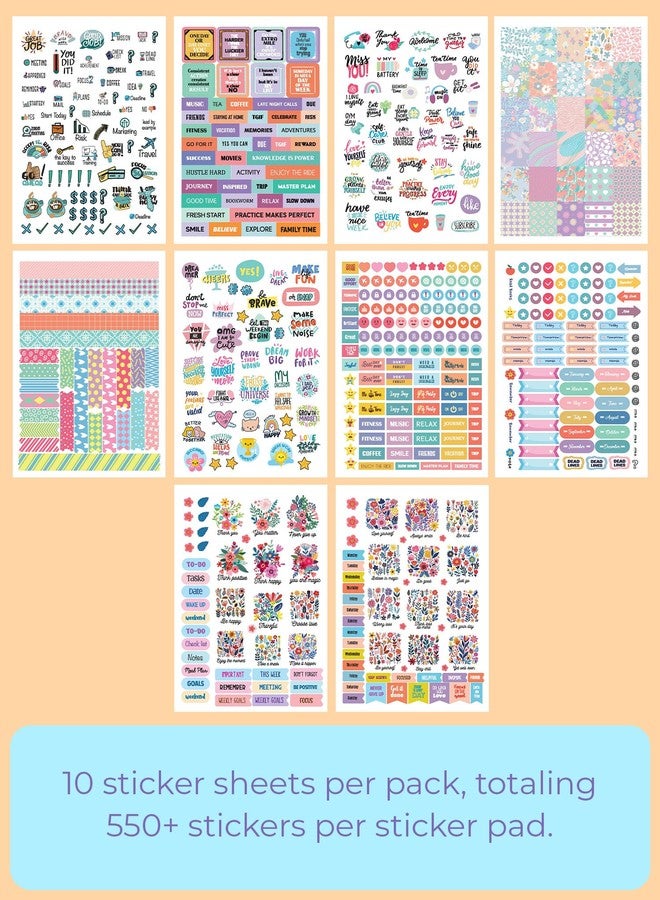 دودل مجموعة ملصقات DOODLE تضم أكثر من 550 ملصقًا ملونًا ومميزًا - كتيب ملصقات ذاتي اللصق من 10 صفحات للفتيات والأطفال والمراهقين والبالغين - ملصقات زخرفية ممتعة للمخططات ودفاتر القصاصات والهدايا (انطلق للأمام) - Image 2
